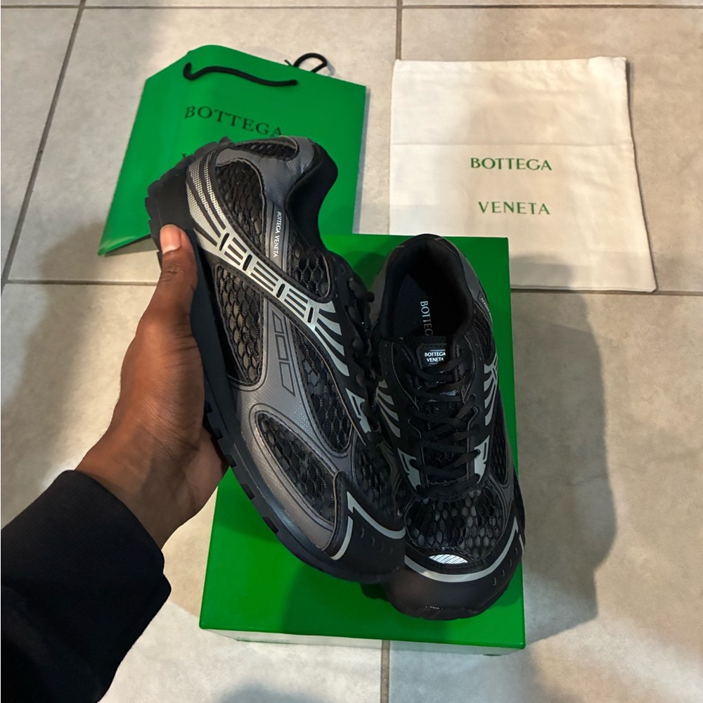 Brand New Bottega Veneta Orbit Black and Silver Sneakers